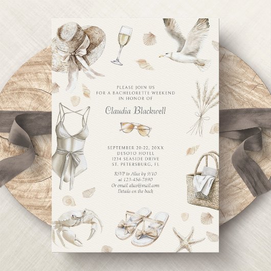 Beach Coast Tropical Bachelorette Weekend Kaart