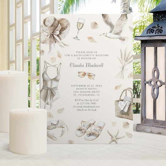 Beach Coast Tropical Bachelorette Weekend Kaart