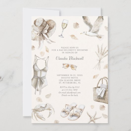 Beach Coast Tropical Bachelorette Weekend Kaart (Voorkant)