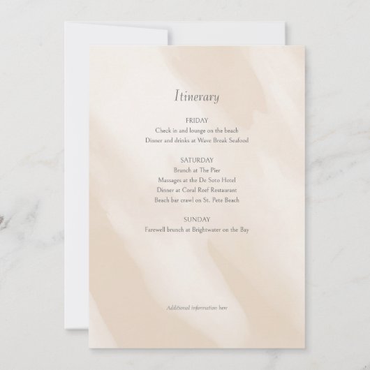 Beach Coast Tropical Bachelorette Weekend Kaart (Achterkant)