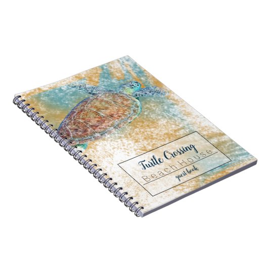 Beach Coastal Art met Zee Turtle Notitieboek (Rechterzijde)
