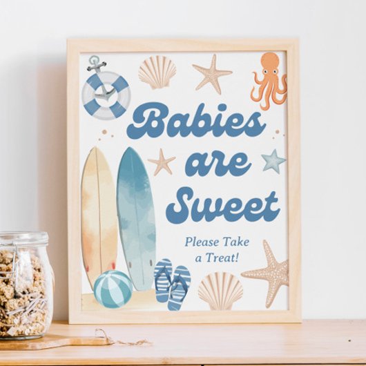 Beach Coastal Baby shower Baby's zijn Sweet Favori Poster