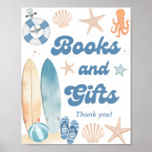 Beach Coastal Baby shower Boeken en geschenken Poster (Voorkant)