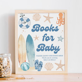 Beach Coastal Baby shower Boeken voor Baby Poster