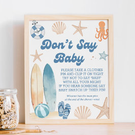 Beach Coastal Baby shower Zeg niet Baby Game Poster