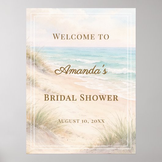 Beach coastal Bridal Shower welcome Poster (Voorkant)