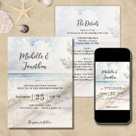 Beach Coastal Destination All in One Wedding Kaart