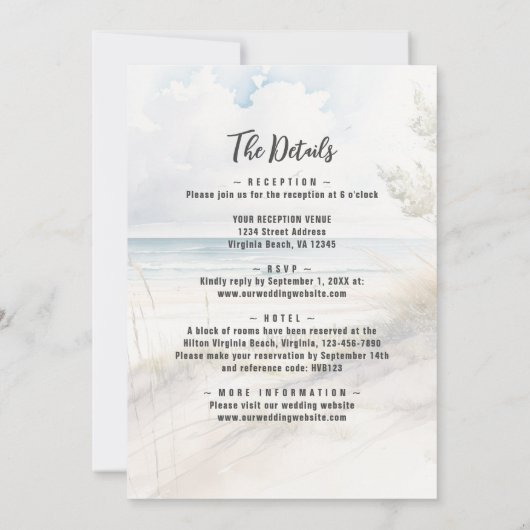 Beach Coastal Destination All in One Wedding Kaart (Achterkant)