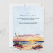 Beach Coastal Destination Sunset Tropical Wedding Kaart (Achterkant)