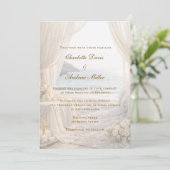 Beach coastal elegant wedding kaart (Staand voorkant)