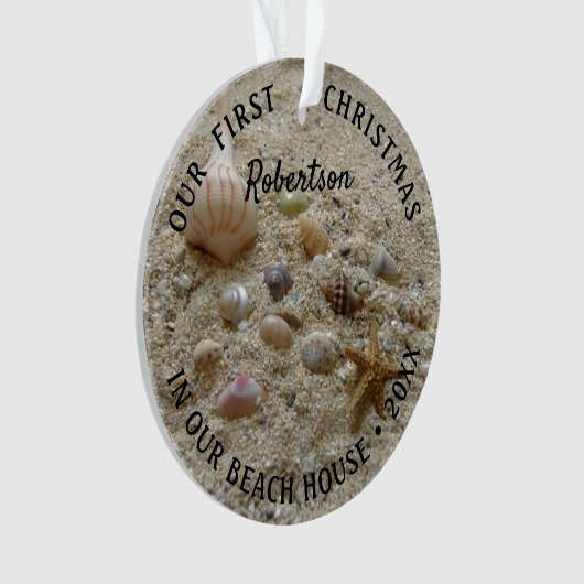 Beach Coastal First Kerstmis Nieuw startpunt Ornament (voorkant)