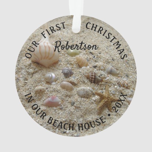 Beach Coastal First Kerstmis Nieuw startpunt Ornament (achterkant)