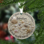 Beach Coastal First Kerstmis Nieuw startpunt Ornament<br><div class="desc">Deze kerstversiering van de kust is een groot goed voor je eerste kerstfeest in je nieuwe strandhuis.</div>