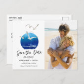 Beach Coastal Florida Wedding Save the Date Aankondigingskaart (Voorkant / Achterkant)