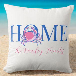 Beach Coastal Home Krab Familienaam Kussen