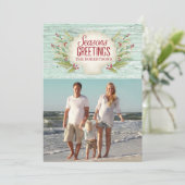 Beach Coastal kerstfeestdag fotokaart Kaart (Staand voorkant)
