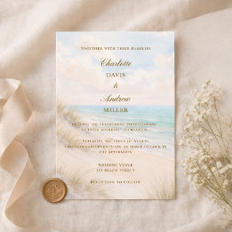 Beach coastal luxury wedding kaart