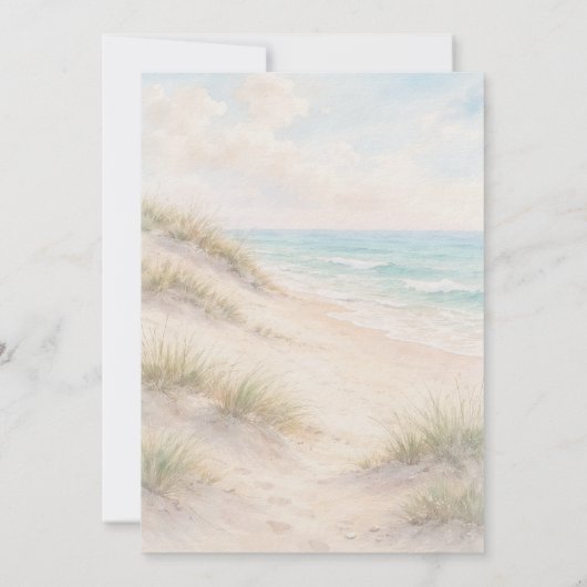 Beach coastal luxury wedding kaart (Achterkant)