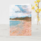 Beach Coastal Michigan Shoreline Gelukkige Verjaar Kaart (Gele Bloem)