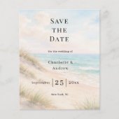 Beach coastal modern wedding budget Save the Date Flyer (Voorkant)
