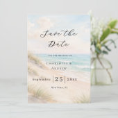 Beach coastal modern wedding save the date (Staand voorkant)