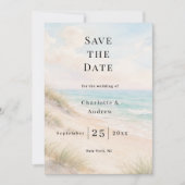Beach coastal modern wedding save the date (Voorkant)
