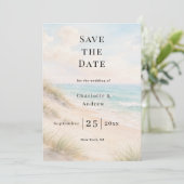 Beach coastal modern wedding save the date (Staand voorkant)