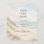 Beach coastal modern wedding Save the Date card (Voorkant / Achterkant)