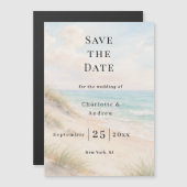 Beach coastal modern wedding Save the Date magnet Magnetische Uitnodiging (Voorkant / Achterkant)