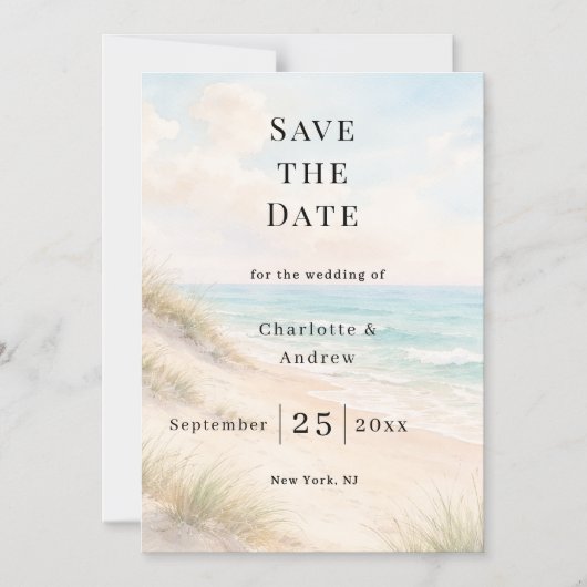 Beach coastal modern wedding Save the Date magnet Magnetische Uitnodiging (Voorkant)