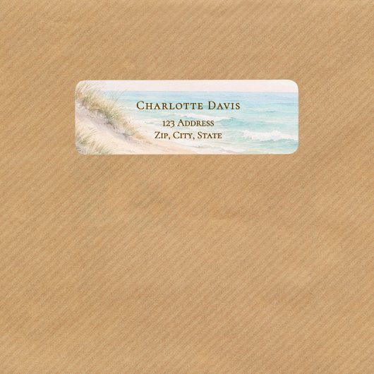 Beach coastal ocean return address etiket
