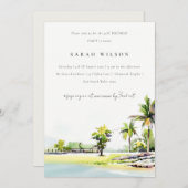 Beach Coastal Palm Tree any Age Birthday Invite Bedankkaart (Voorkant / Achterkant)