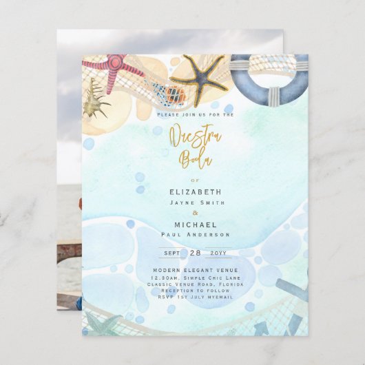 Beach Coastal Photo Nuestra Boda Invitation (Voorkant / Achterkant)
