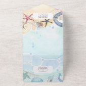 Beach Coastal Rustic Boho Wedding RSVP MENU all in All In One Uitnodiging (Buitenkant)