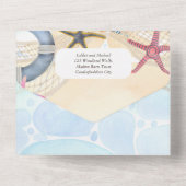 Beach Coastal Rustic Boho Wedding RSVP MENU all in All In One Uitnodiging (Achterkant)