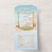 Beach Coastal Rustic Boho Wedding RSVP MENU all in All In One Uitnodiging (Binnen)