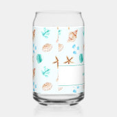 Beach Coastal Seashells Family Name Custom Blikvorm Glas (Rechts)