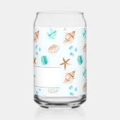 Beach Coastal Seashells Family Name Custom Blikvorm Glas (Links)