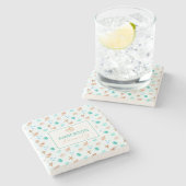 Beach Coastal Seashells Family Name Custom Stenen Onderzetter (Zijkant)