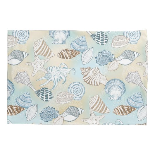 Beach Coastal Seashells Patroon Kussensloop (Achterkant)