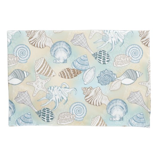 Beach Coastal Seashells Patroon Kussensloop (Voorkant)