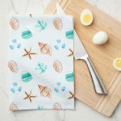 Beach Coastal Seashells Tropical Ocean Theedoek (Quarter Fold)
