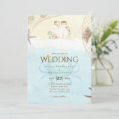 Beach Coastal Weddenschap Invitation Sand Ocean Li Kaart (Staand voorkant)
