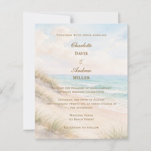Beach coastal wedding invitation (Voorkant)