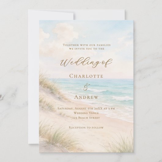 Beach coastal wedding kaart (Voorkant)