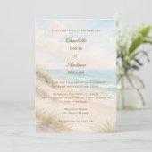 Beach coastal wedding kaart (Staand voorkant)