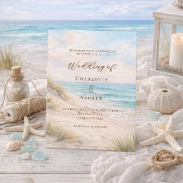 Beach coastal wedding kaart