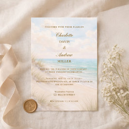 Beach coastal wedding kaart