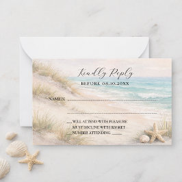 Beach coastal wedding response RSVP Notitiekaartje