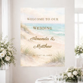 Beach coastal wedding welcome poster